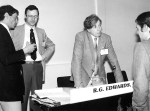Bob and I chairing a scientific session. Helsinki, 1983