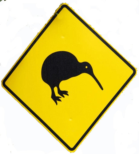 brown kiwi road sign