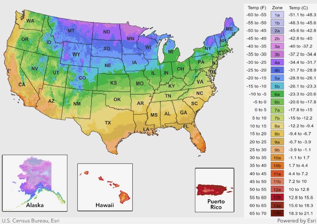 USDA Plant Hardiness Zone Map