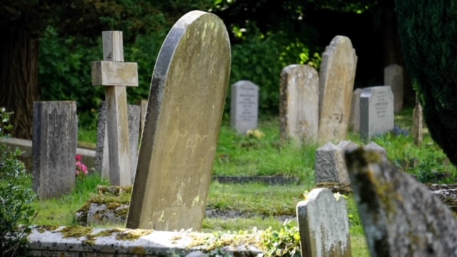 Gravestones in churchyard