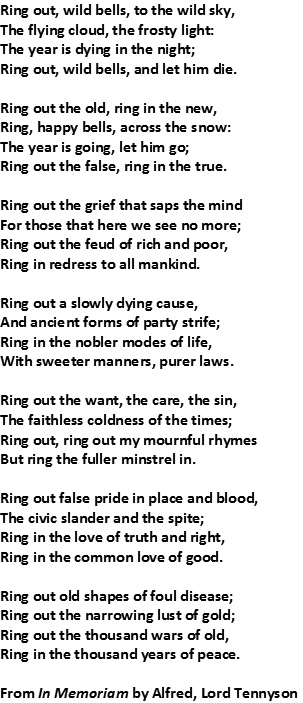 Tennyson message for New Year 16 font